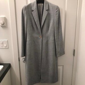 Bluish-light Gray Tweed Maxi Dress Coat ~ NWOT